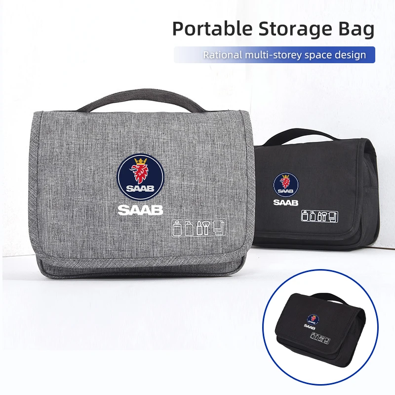 

Car LOGO Portable Toiletry Washbag Waterproof Travel Women Cosmetic Storage Bag For SAAB 9-4X 9-7X 9-3 9-5 9-2X 9-X 9000 900 600