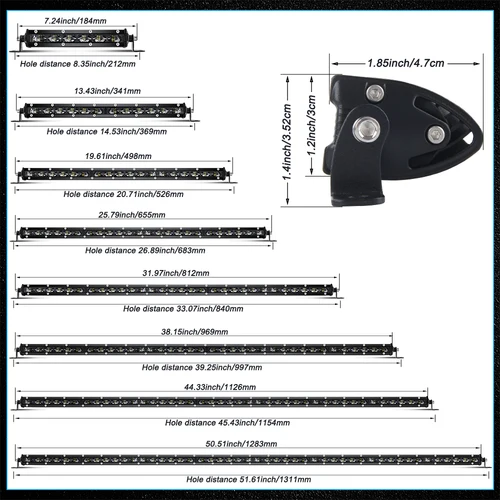 Imagen 2 del producto Barra de luz LED HL 6D Ultra Strip, lámpara antiniebla LED de conducción de 8-50 pulgadas, barra de luz de trabajo, barra Led 4x4 para motocicleta todoterreno, SUV, ATV, Tractor