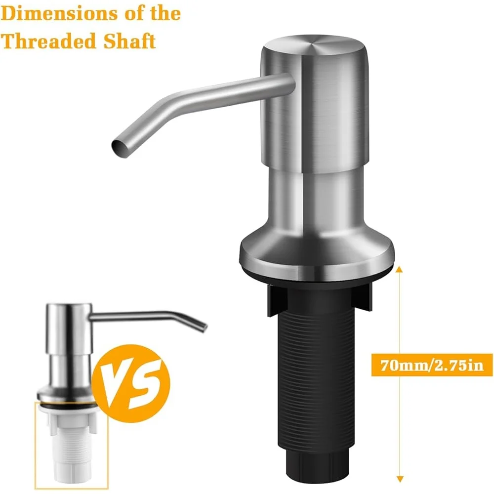 Kitchen Sink Soap Dispenser 17oz Built in Pump Durable Stainless Steel Refillable Lotion Dish Soap Pump Multifunctional Home Use
