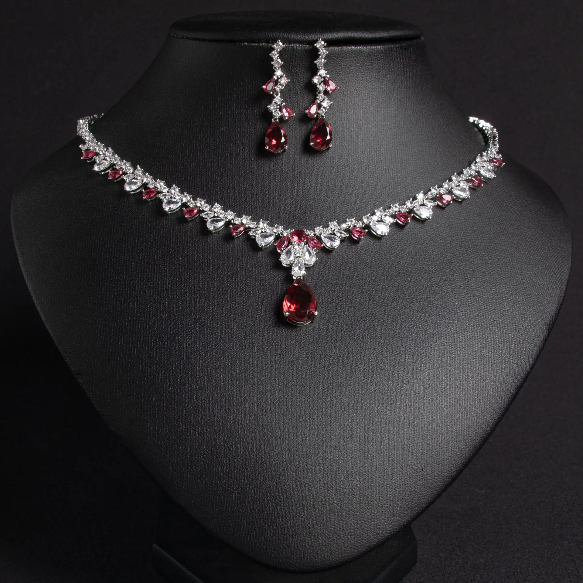 Simple Luxury Fashion Leaf Colourful Jewellery Necklace Earrings Ladies Summer Dress Party Wedding Graduation Accessories M-352