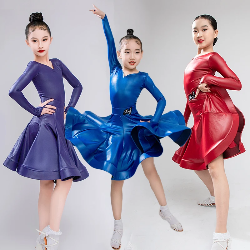 

Multi-Color Latin Dance Competition Suit Girls Professional Dance Wear Tango Chacha Stage Wear Training Suit Practice Skirt 1332