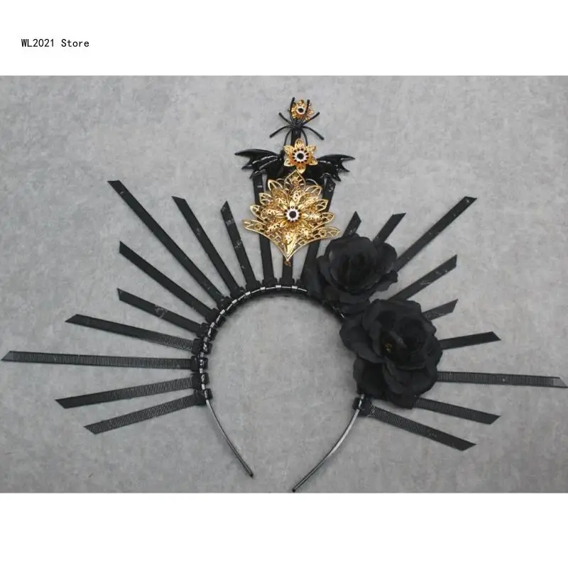 DIY Flower Spiked Crown Hair Hoop Vintage Pageant Hair Accessories for Baroque Wedding Headband Bridal Photo Props