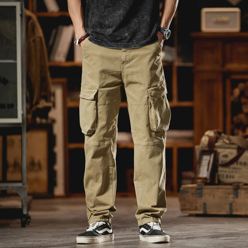 2024 New Summer Men's Loose-fit Straight-leg Cargo Pants Korean Style Casual Pants Summer Multi-pocket Work For Men