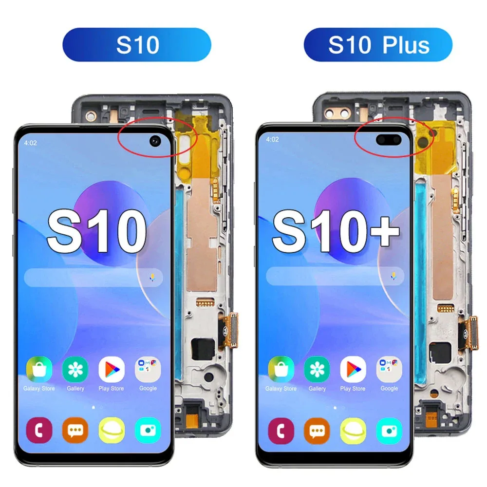 TFT S10+ Screen Replacement, for Samsung Galaxy S10 Plus G975F Lcd Display with Frame Digital Touch Screen for Samsung S10 G973F