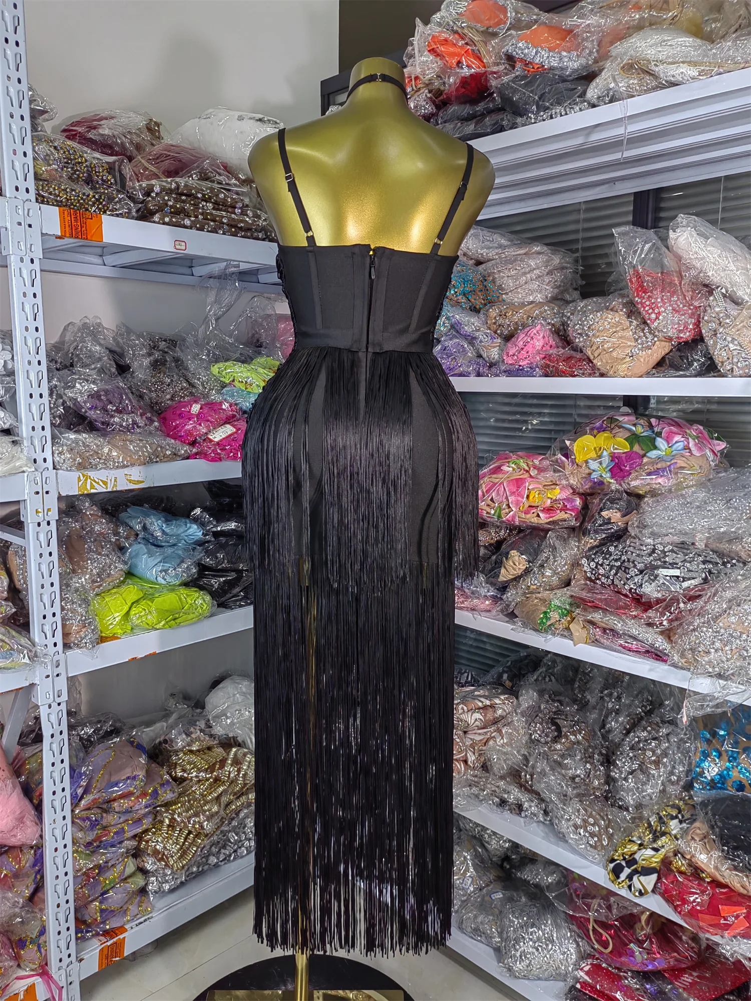 Venda de fábrica feminino convidado vestido de festa de casamento dupla camada franjas bandagem vestido alta elástica celebridade noite vestidos de gala