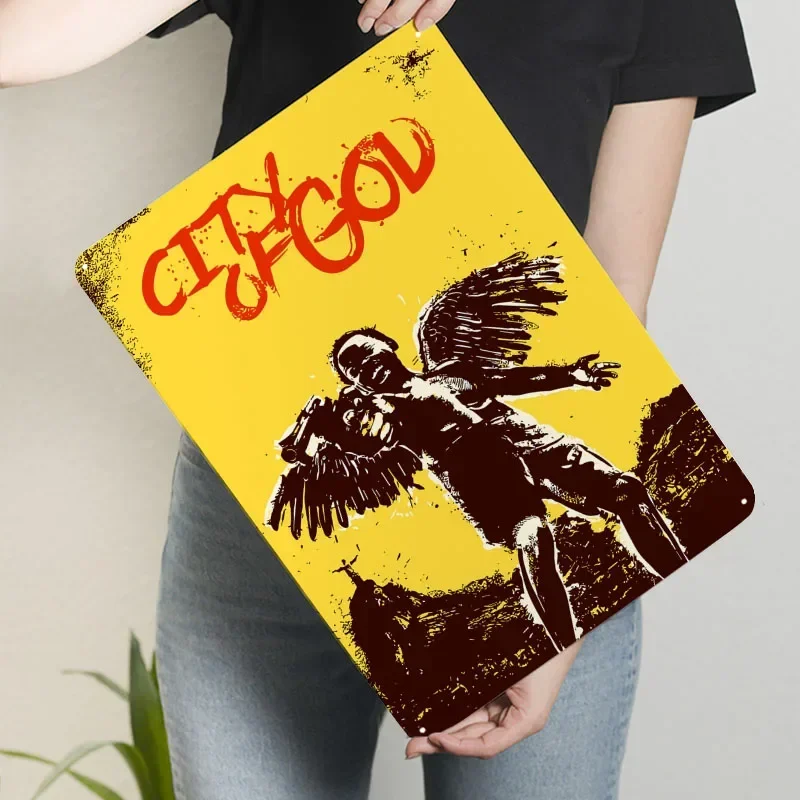 ملصق الفيلم الكلاسيكي مدينة الله خمر فيلم علامة معدنية غرفة الألعاب الديكور لوحات القصدير المخصصة للجدار الفن الديكور الرجعية