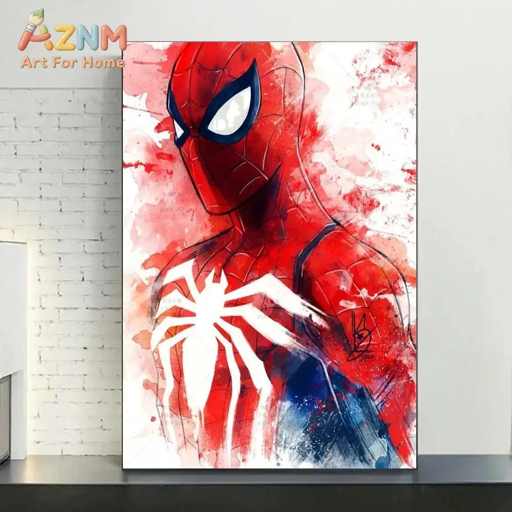 Marvel Movie Watercolor Spiderman Superhero Canvas Posters Modern Home Wall Art Painting Print Picture Room Decor - view 6