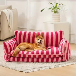 Fashion soft double plush cat and dog pet sofa bed