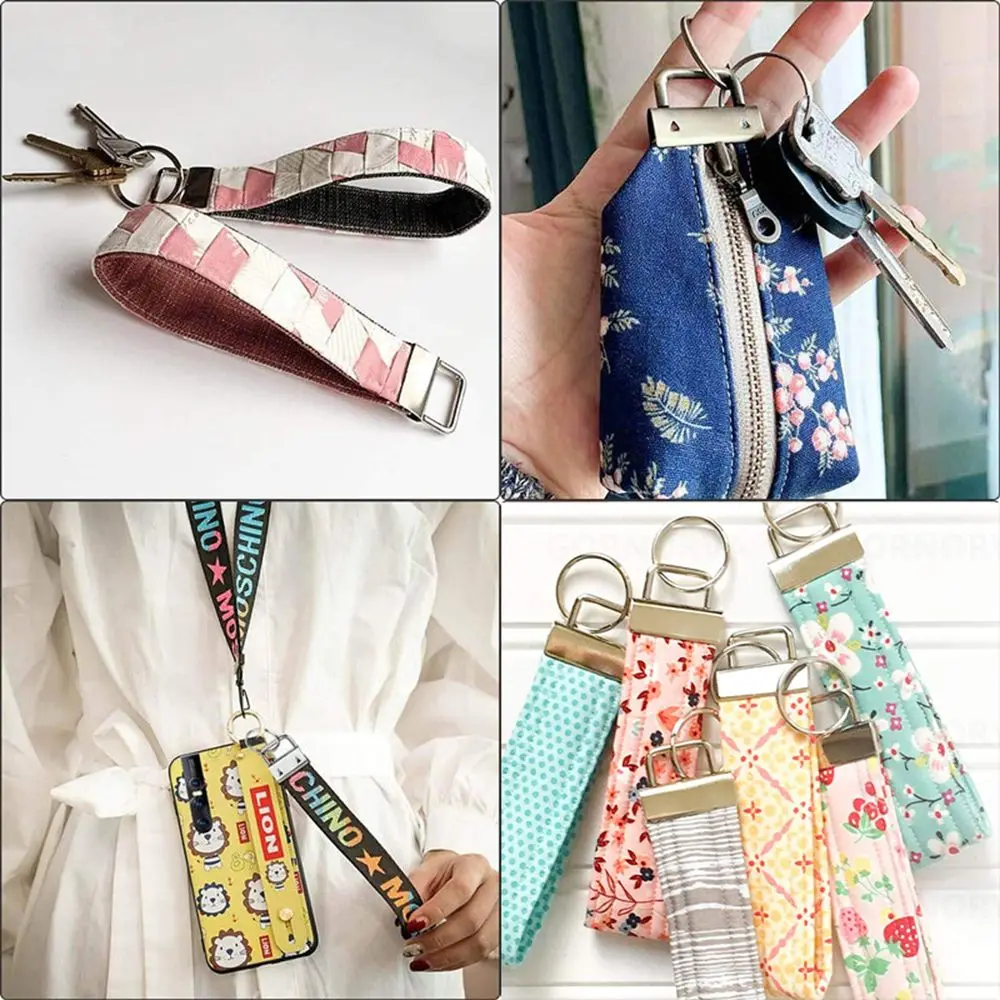 5Pcs 26/32mm Key Fob Hardware with Key Rings for Bag Wristlets with Fabric Ribbon Webbing Embossed