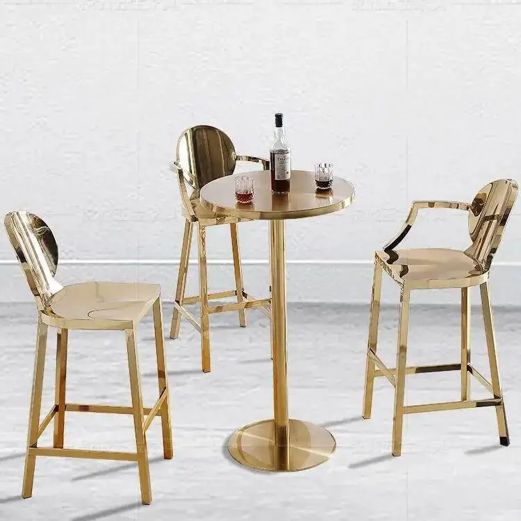 

Металлический ремесленный бытовой высокий табурет из нержавеющей стали, островной стол со спинкой подлокотника, обеденный стол, стул, барный стул для стойки регистрации