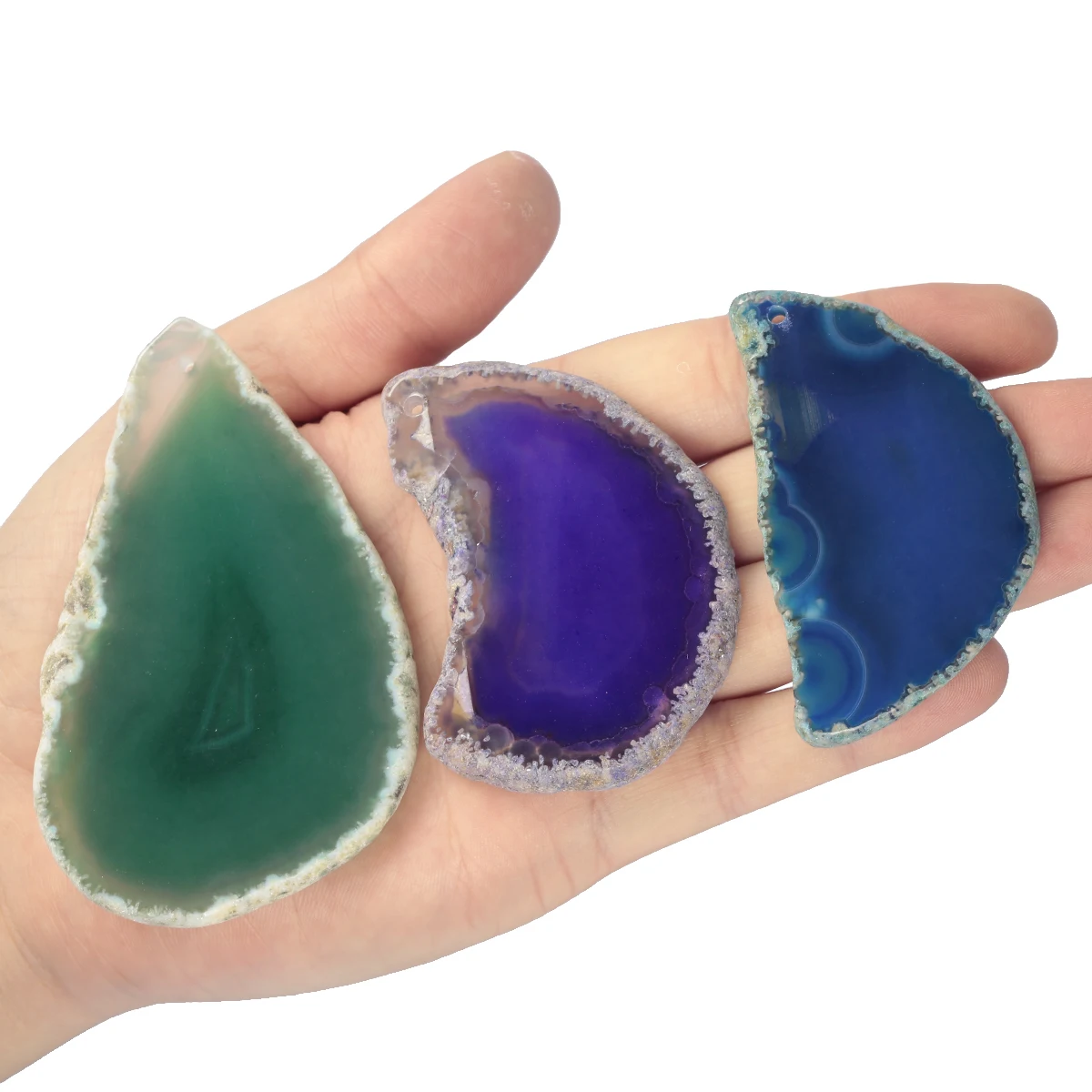 SUNYIK Natural Agate Onyx Slices Top Drilled Irregular Shapes Colourful Pendant For DIY Jewelry Home Decoration Accessories - Image 2