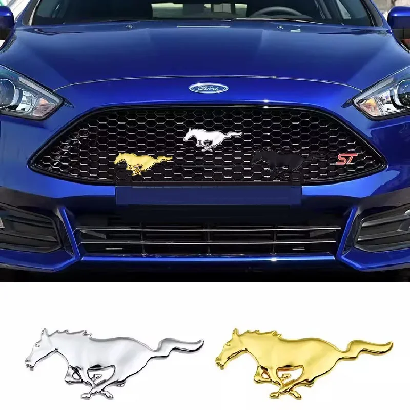 3D 15.5cm *6cm Running Horse Logo Metal Car Sticker Fender Window Bumper Emblem Badge Chrome Decal Auto Styling Accessories