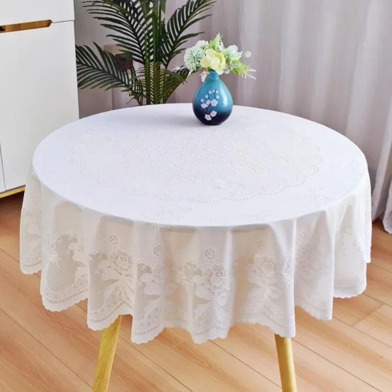 Round PVC Tablecloth Waterproof Dustproof Heat Resistant for Dining Room Kitchen Fits 60 90 80 110 120 140 160cm Round Table Use