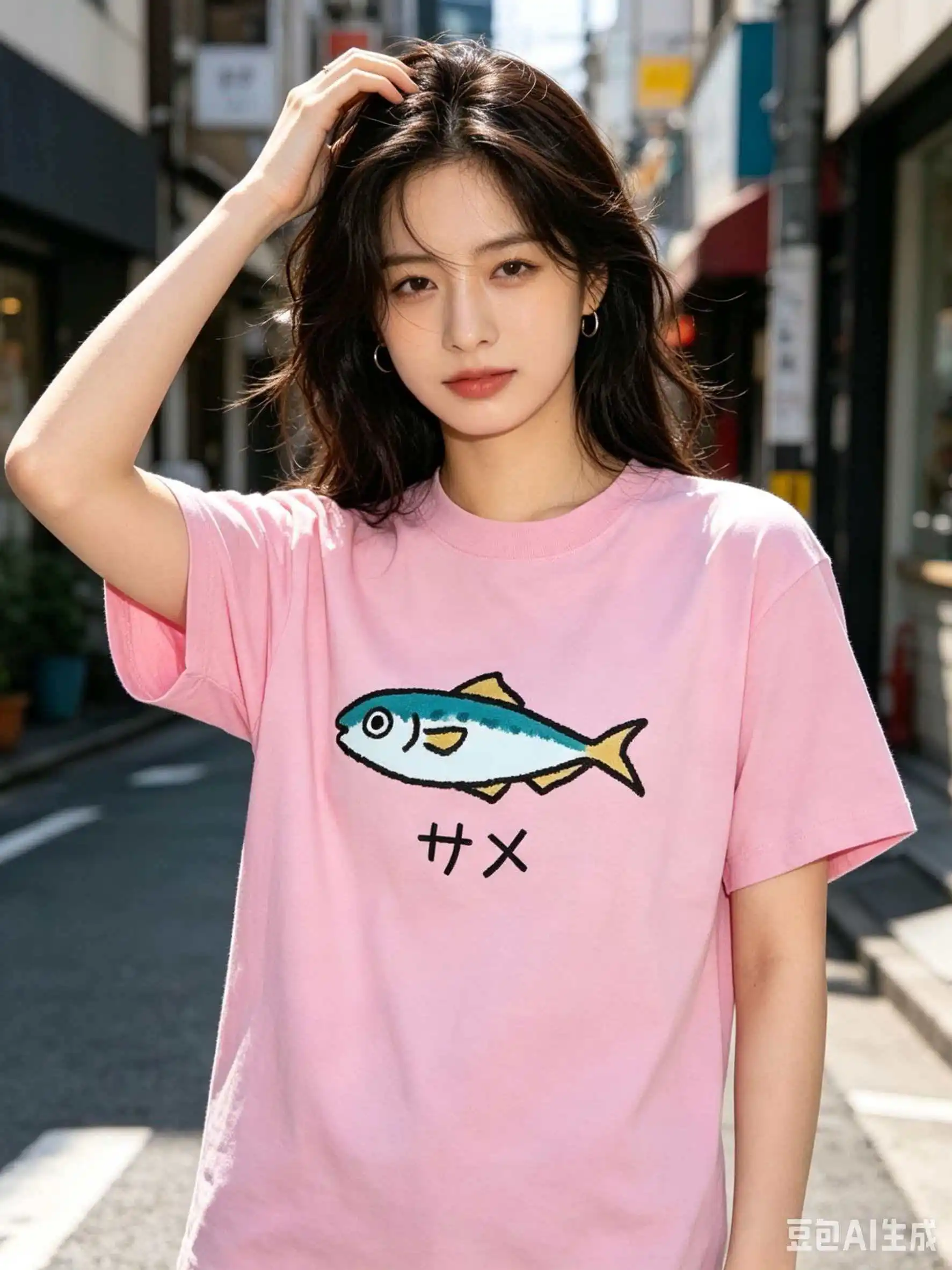 Sardine Funny Text Cartoon Printed Women's Fashionable Short Sleeved Summer New Personalized Casual T-shirt
