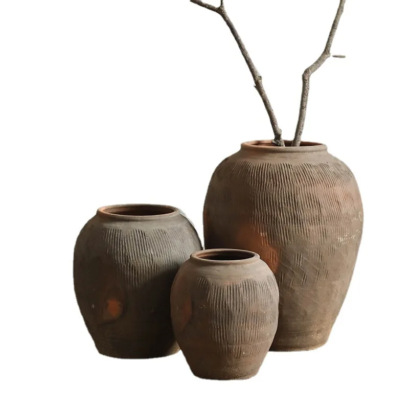 

Big round belly, pottery pot, floor-to-ceiling, extra large, vase, homestay, wabi-sabi wind, living room, simple