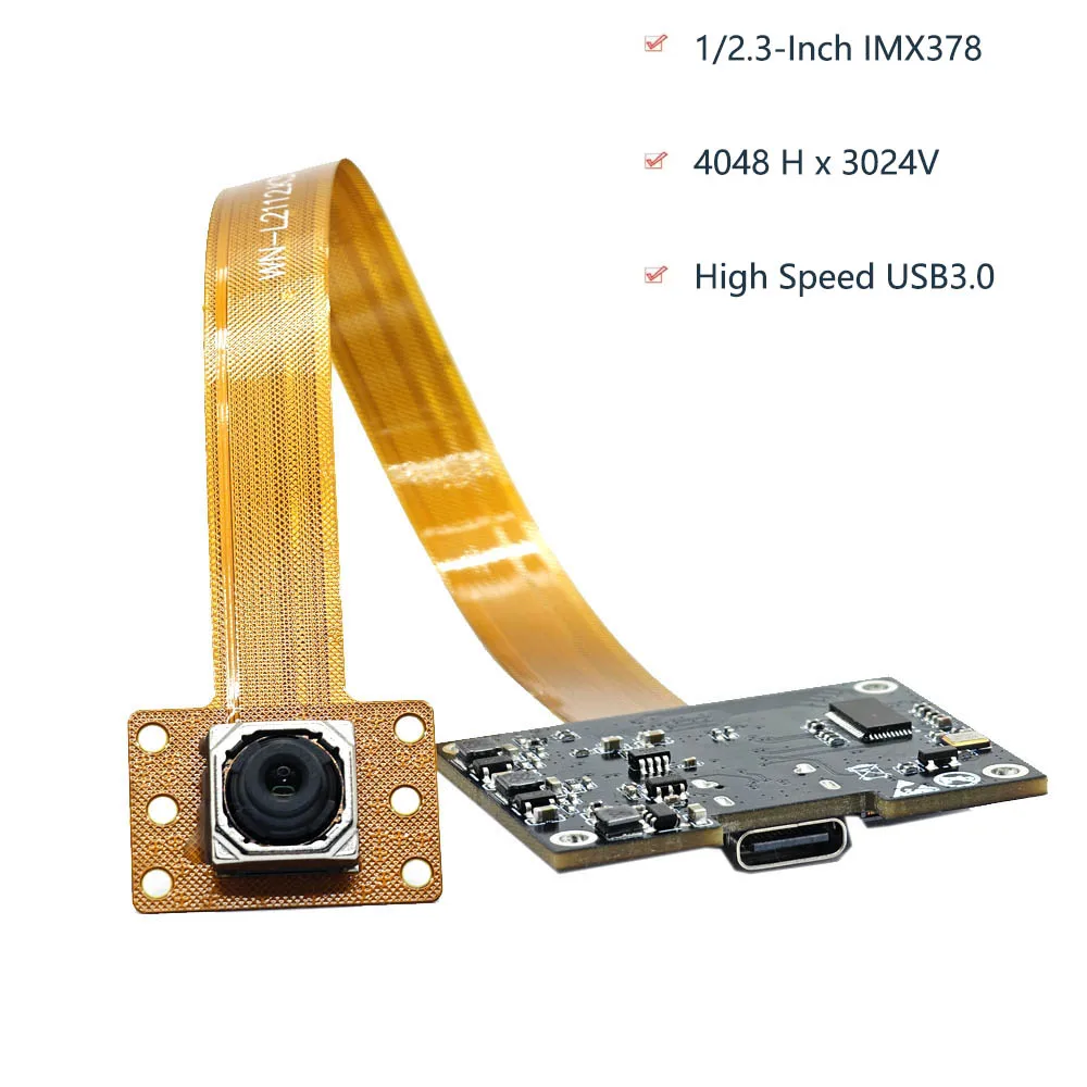 

Модуль камеры 12 МП HD с матрицей IMX378 1/2.3 дюйма, USB3.0, 4048x3024V, AF 79.4 ° UVC-драйвер без привязки к устройству, MJPEG, YUV2 для распознавания лиц