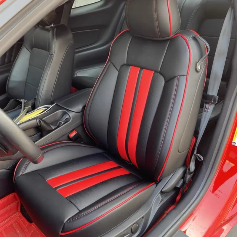 Maßgefertigt für 2015 2016 2017 2018 2019 2020 2021 2022 2023 2024 Mustang Coupe Convertible Autositzbezüge aus Kunstleder – Detail 26
