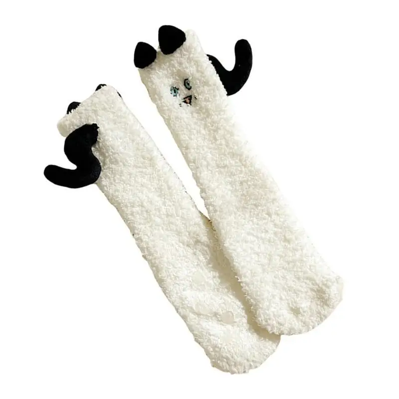 

U13F Warm Coral Fleece Socks for Kids Comfortable Child Socks 28cm Length Socks for Various Activities In Fall & Winter