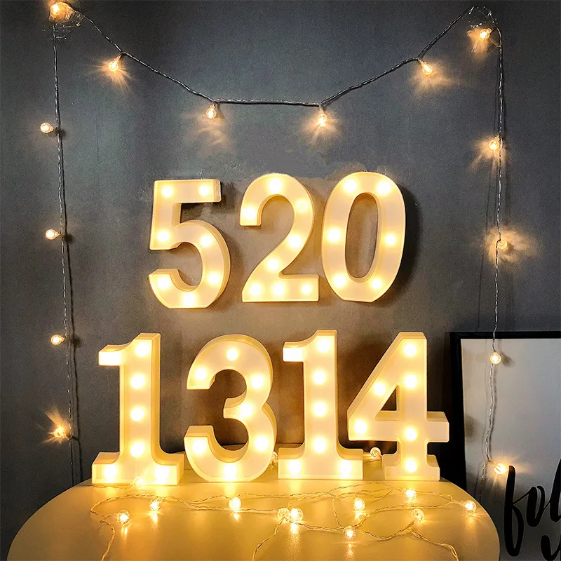 21cm Warm Light Up Mini Figure LED Night Lamp Number 0-9 Frame Digital Marquee Sign Wedding Birthday Christmas Decorations 2023