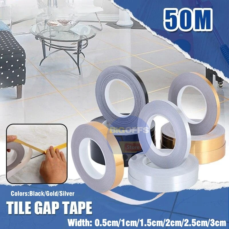 50M Gold Black Self-Adhesive Tile Stickers Tape Floor Waterproof Wall Gap Sealing Strip Tile Beauty Seam Sticker Home Decoratio