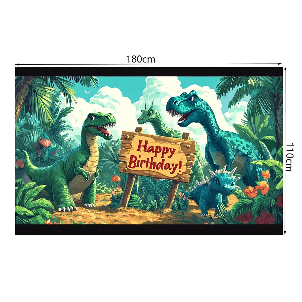 Dinosaurier Dschungel Geburtstag Party Hintergrund Polyester Photo Booth Hintergrund Kinder Geburtstag Party Banner Hintergrund Kinderzimmer Foto Prop – Detail 6
