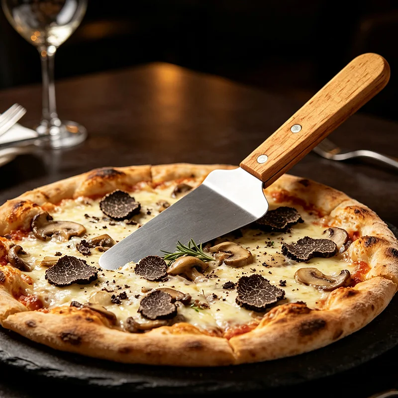 Wood Handle Stainless Steel Spatula Pizza Peel Pancake Shovel Steak BBQ Cooking Tool Pastry Cutter Spade Utensils For Kitchen