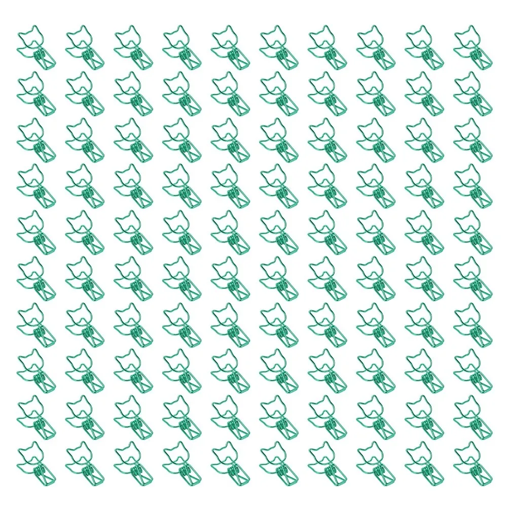 100Pcs Green/Red Kitten Binder Clips Cute Strong Clamping Hollow Binder Clips 30*15mm Electroplating Hollow Binder Clamps