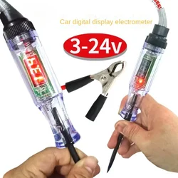 Car Truck Voltage Circuit Tester 6V 12V 24V DC Digital Display Long Probe Pen Light Bulb Automobile Diagnostic Tool Auto Repair