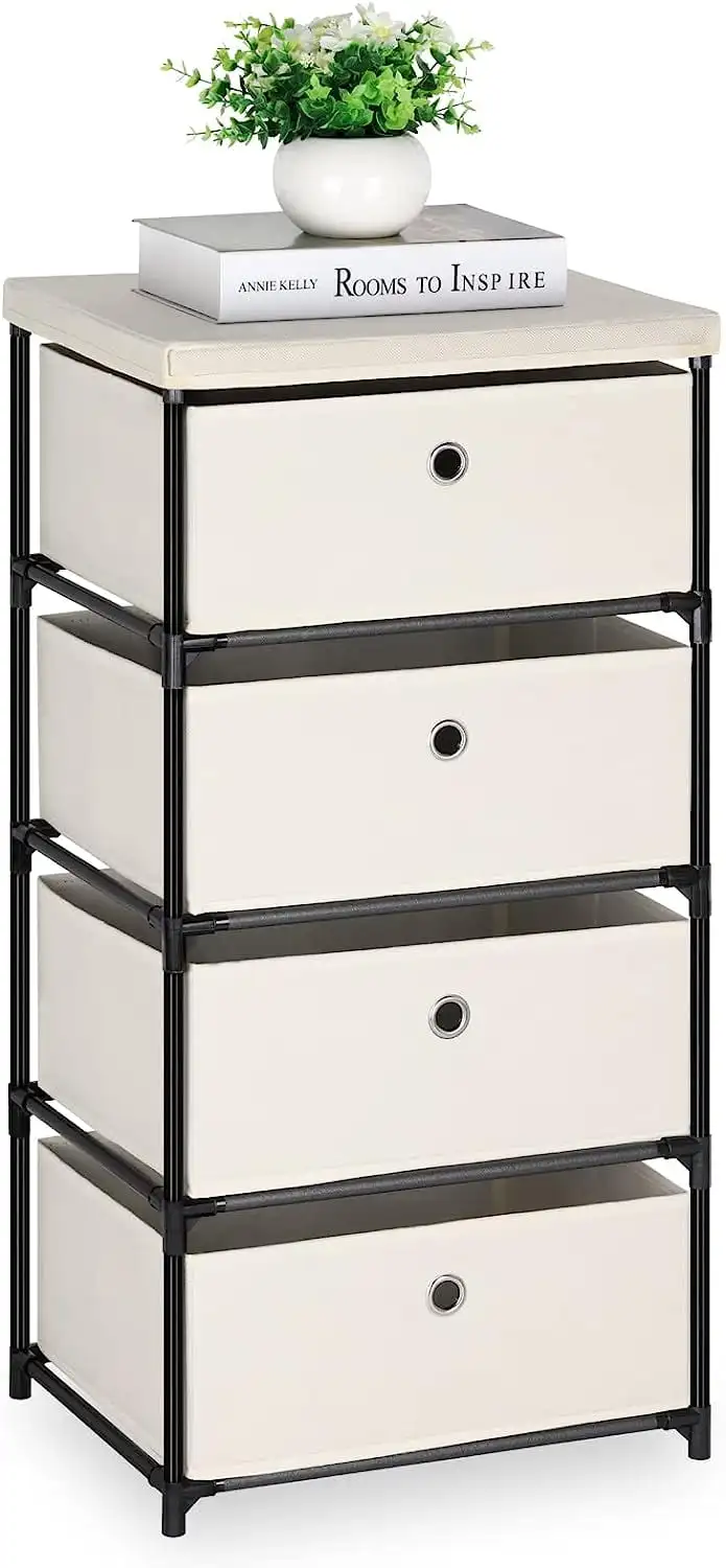 

Fabric Storage Dresser 4 Drawers Storage Organizer, White