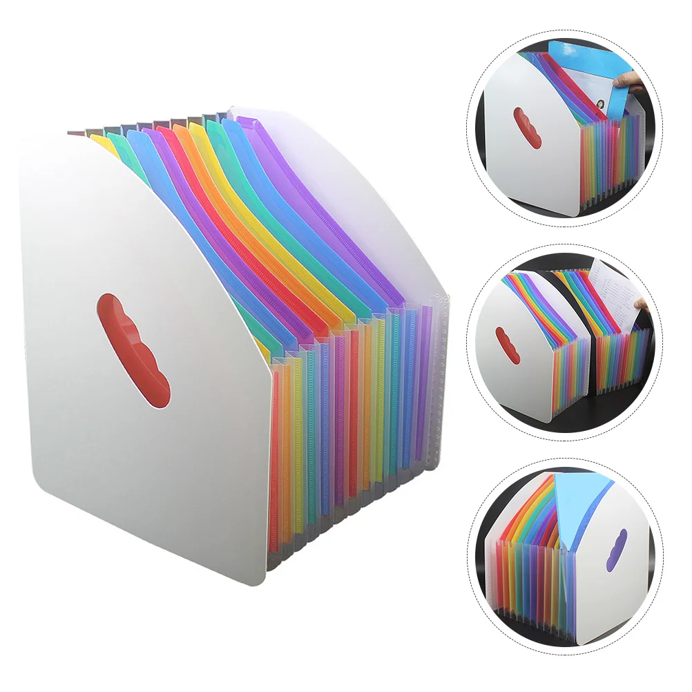 Rainbow Mini Bin Organ Design For Document Storage Plastic Paper Folder Standing File Organizer Expanding File Holder