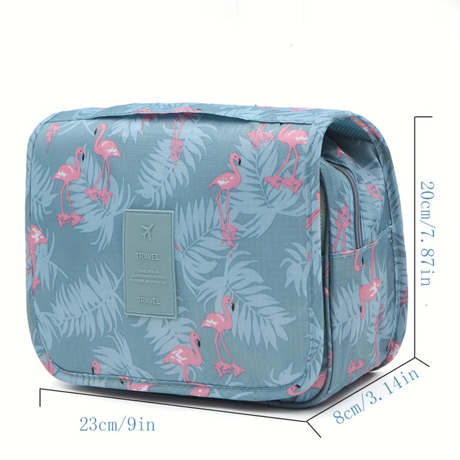 Portable Toiletry Bag With A Hanging Hook, Flamingo Pattern Water-resistant Makeup Cosmetic Bag Travel Organizer For Accessories