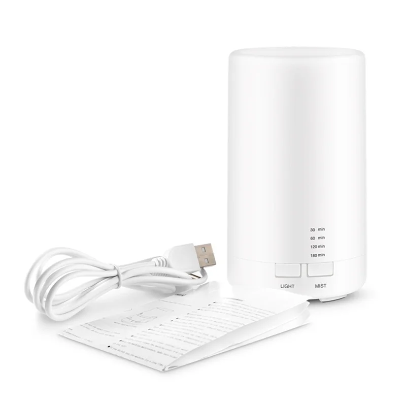 USB Carregamento Ultrasonic Air Umidificador, Aromaterapia Difusor De Óleo Essencial para Casa, Carro, Escritório, 7 Cores Night Light