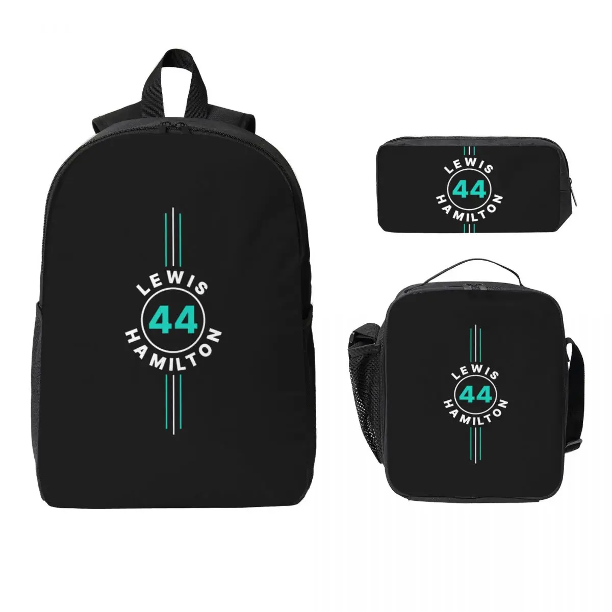 

Lewis Hamilton 44 F1 Backpack Student Boys Girls BookBag School Bag Laptop Shoulder Bags 3ps Insulated Lunch Bag Pencil Case