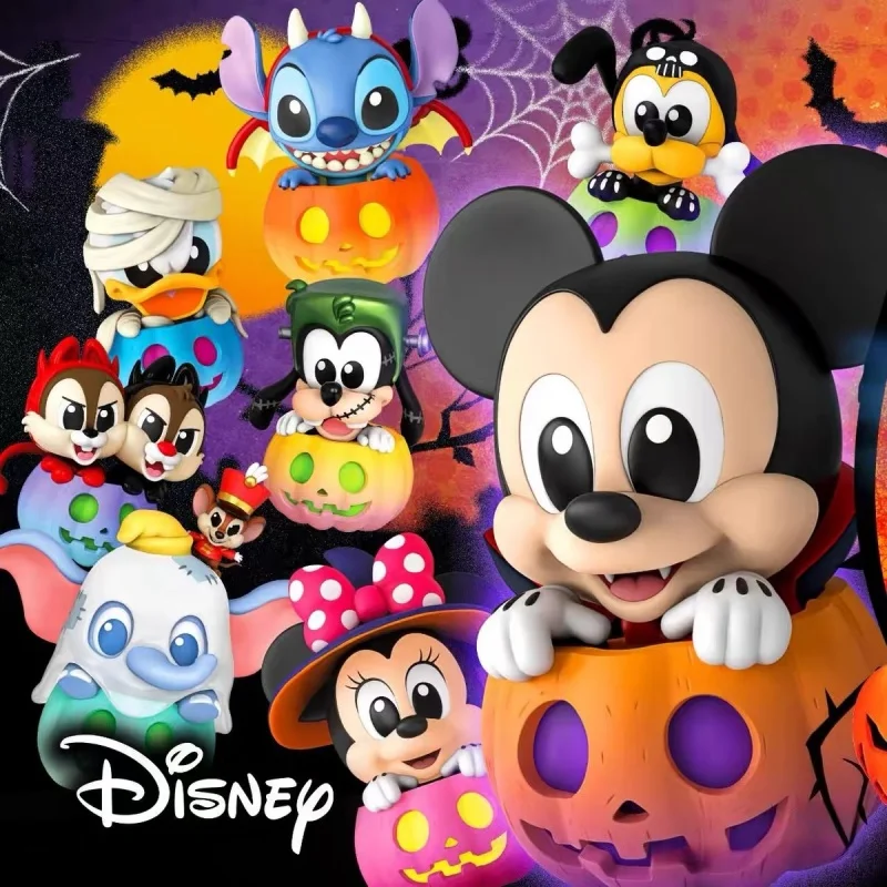 

Disney Hot Toys Mickey Mouse And Friends Pumpkin Series Blind Box Kawaii Cartoon Stitch Mickey Figure Halloween Gifts For Kids