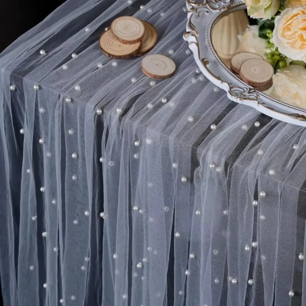 

Dreamy Luxury Wedding Table Runner Semi-Transparent Multi-color Gauze Tablecloth Romantic Long Table Runner Home Decoration