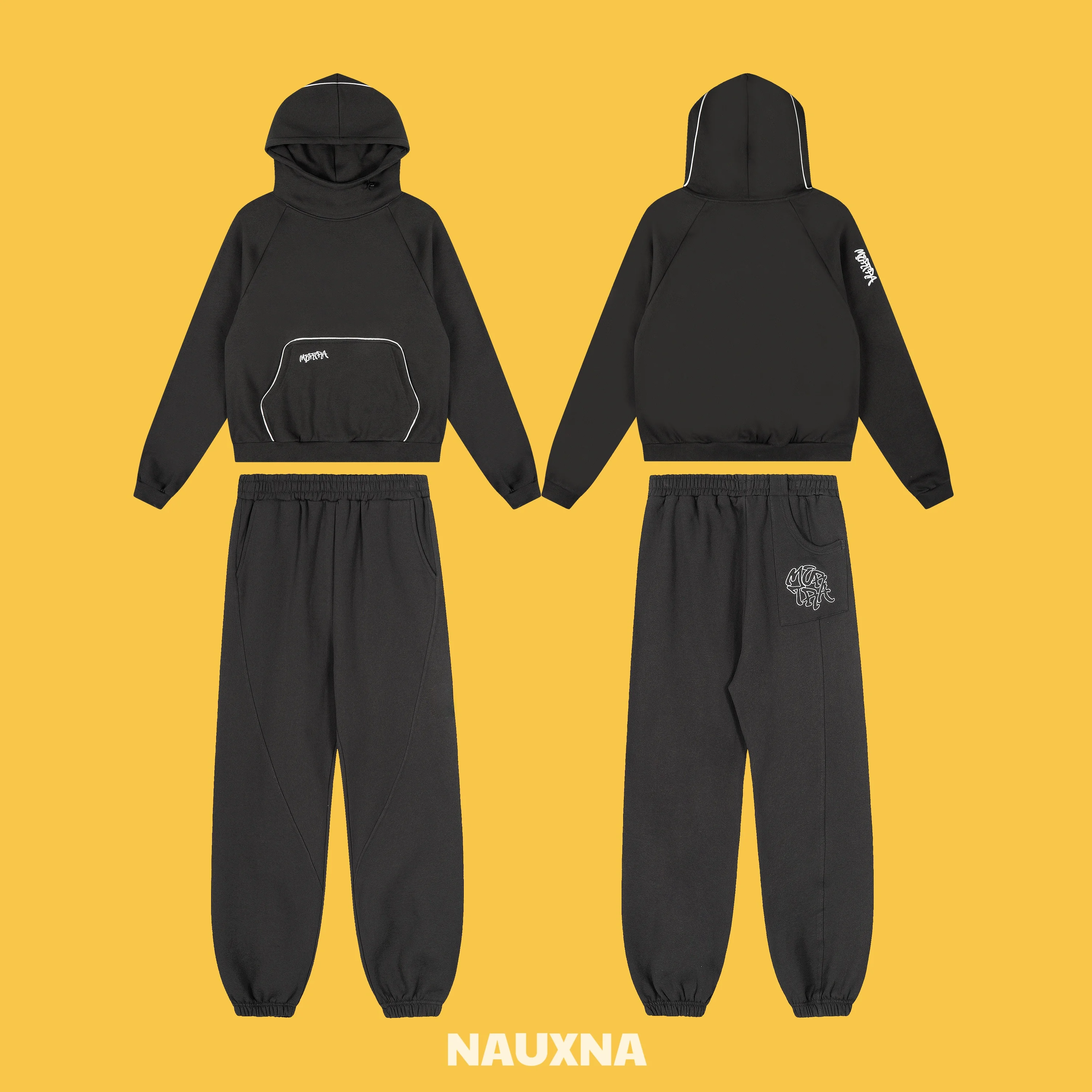 

American Sle Mertra Embroidered Letter Reflective Line Fce Hoodie Casual Trousers Men's Set Faionable Autumn Wear