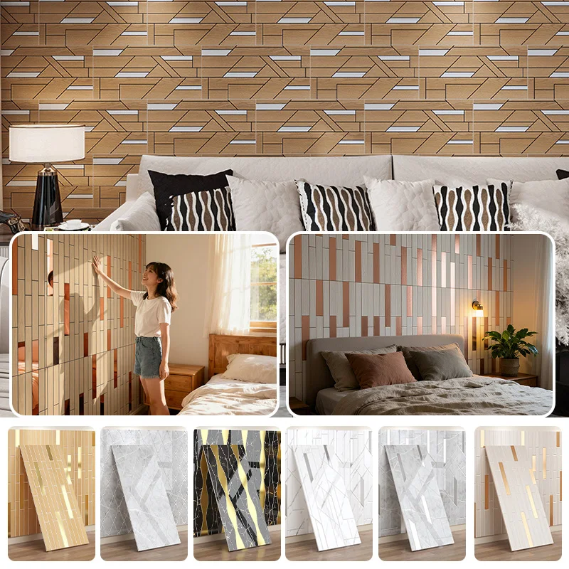 Creative Mosaic Stickers autoadhesivo impermeable Waterproof Wallpaper TV Background Self-Adhesive para sala de estar