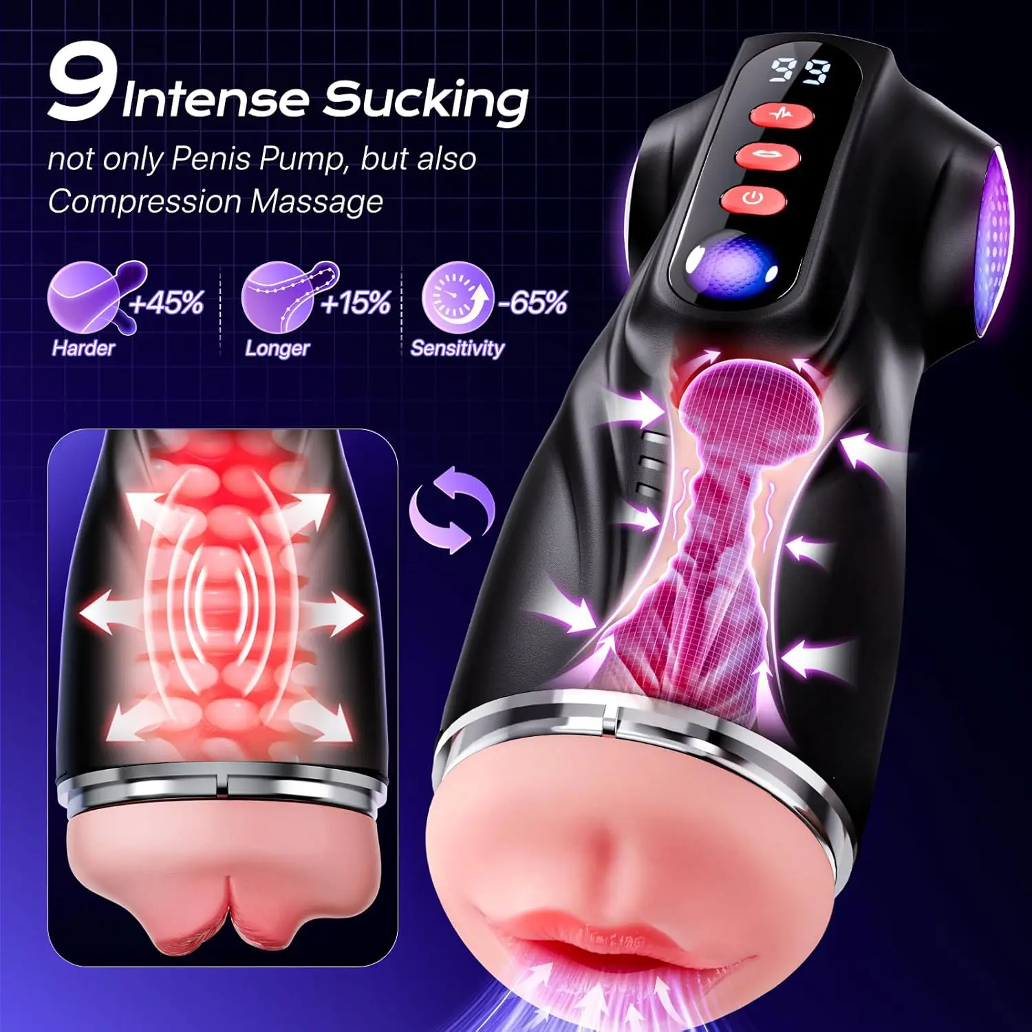 Male Masturbator APP Automatic Cup 9 Sucking Deep Throa 9 Vibrating Realistic Oral Vagina Blowjob Sex Machine for Adult Toys 18