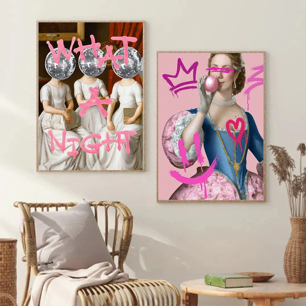 Vintage Classic Contemporary Art Canvas Painting - Party Queens Alter Wall Picture Decor for Living Room Bar