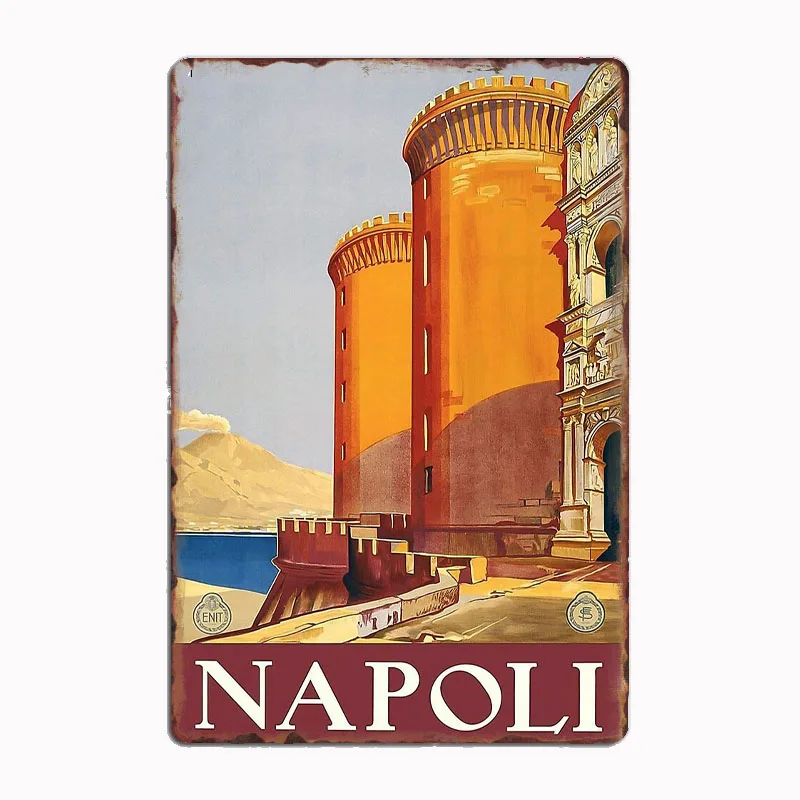 

Vintage Napoli Italy Italian Travel Metal Sign Posters Garage Custom Home Decor Room Decoration Wall Decor