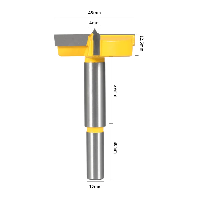 YUSUN 14MM-45MM Forstner Drill Bit Hinge Boring Bits 2 Blade Two Cutter Router Bit Woodworking Milling Cutter For Wood Face Mill