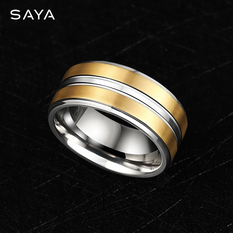 Rings For Men 8mm Silvery Fashion Golden Male Jewelry,Engraving