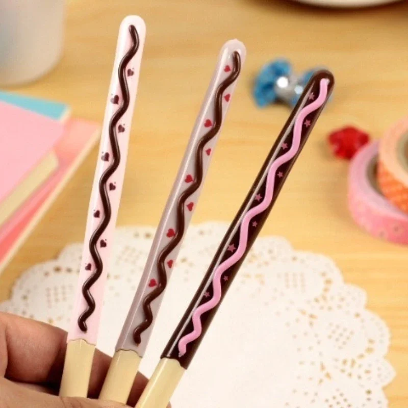 3 pezzi Set bastoncini 0.38mm carino torta al cioccolato penna Gel scrittura coreana materiale scolastico cancelleria Kawaii accessori per ufficio