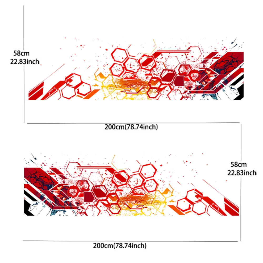 Cyberpunk Tech Line Splashing Honeycomb Car Sticker Full Body Floral Decoration Covering Scratches Protective Car Sticker