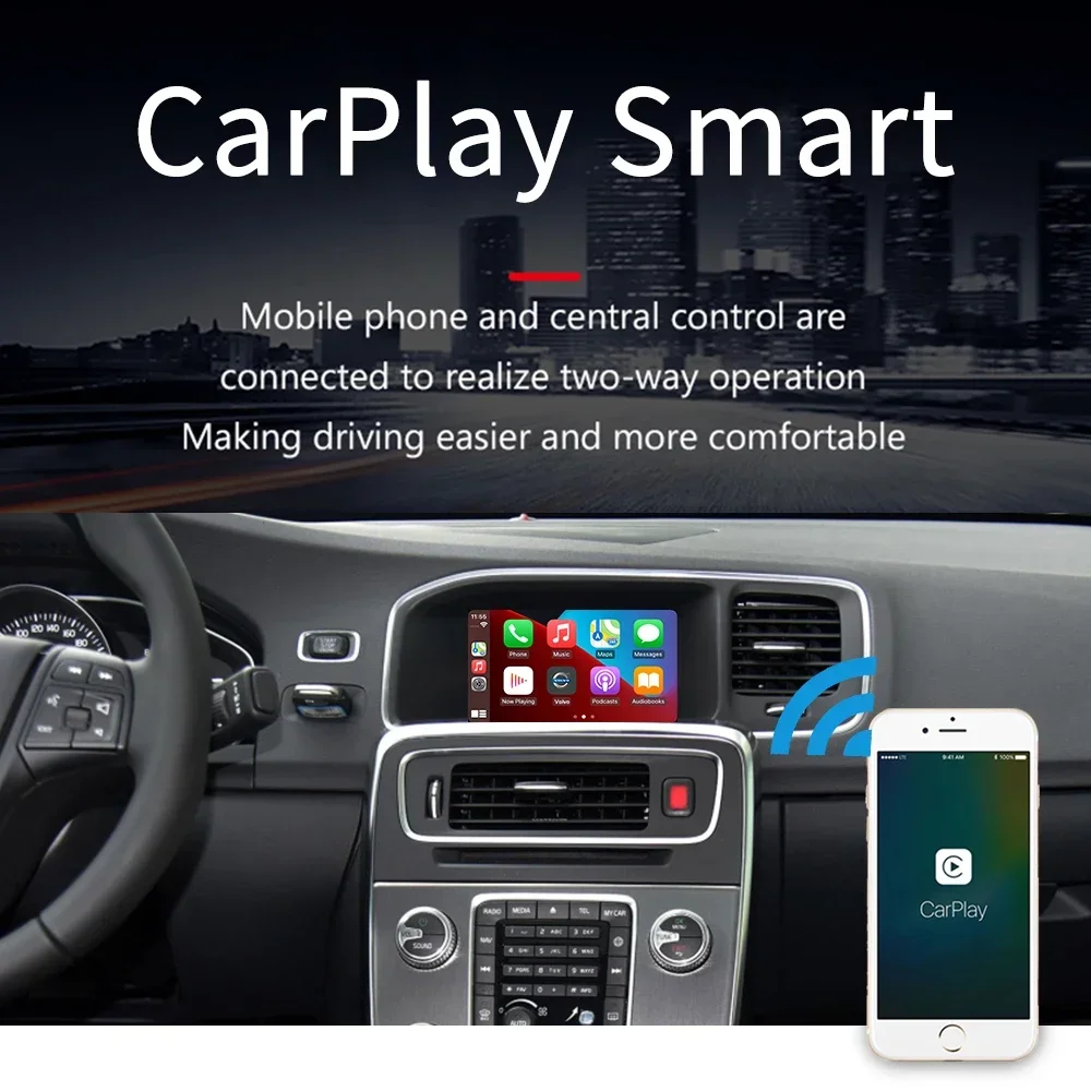 Bezprzewodowy moduł Carplay dla Volvo 2011+ z 7-calowym dla Volvo V40 V60 S60 XC60 2015+ OEM Android Auto Mirror-Link