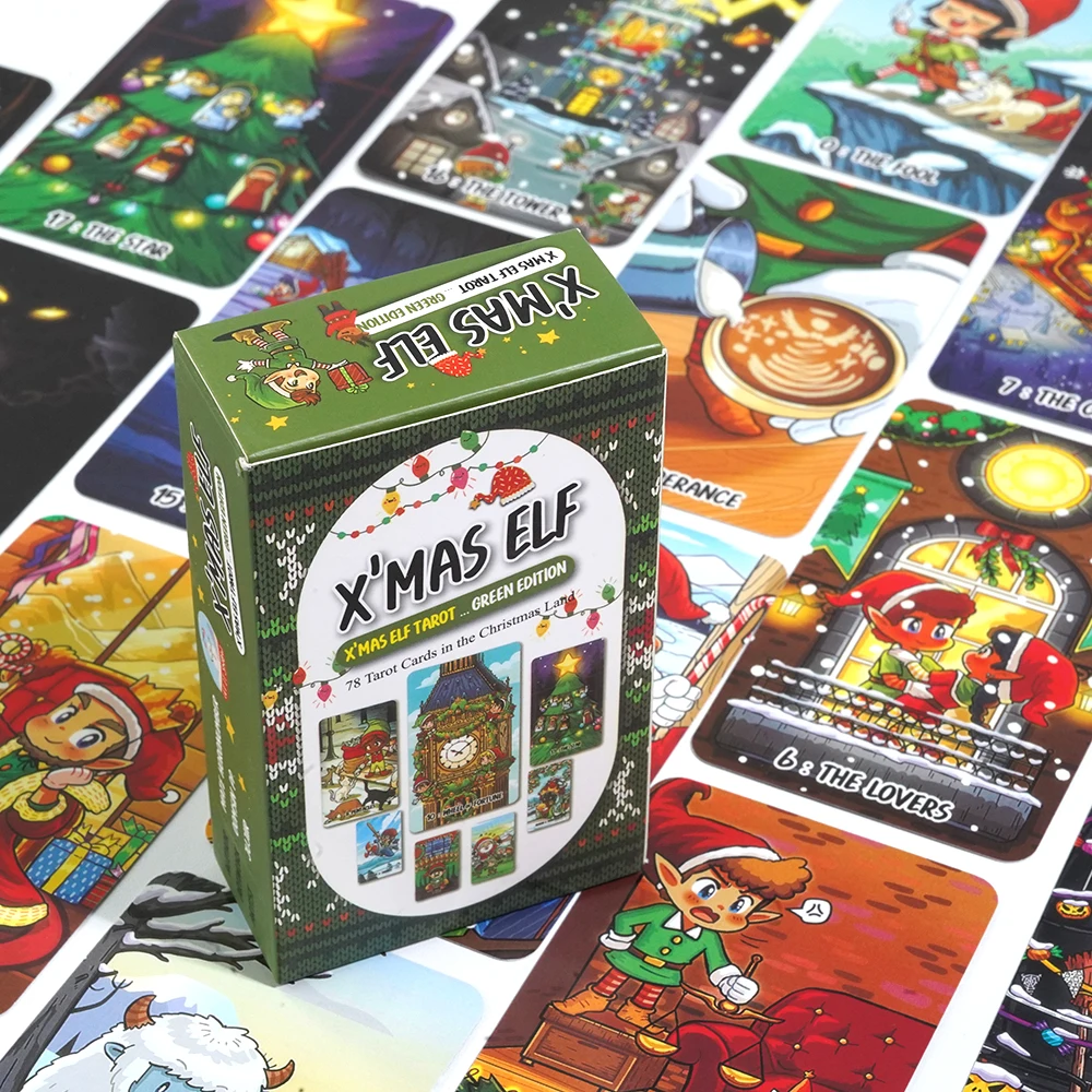 78pcs X\'mas Elf Tarot Green Edition by Mate Horonumber Xmas elf in the Christmas land Tarot Cards