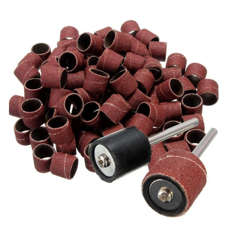 100 Pieces 1/2 inch Polished sandpaper ring Polishing Abrasive Tape in silicon carbide + 2 Pieces x Rotary Chuck or mandrels