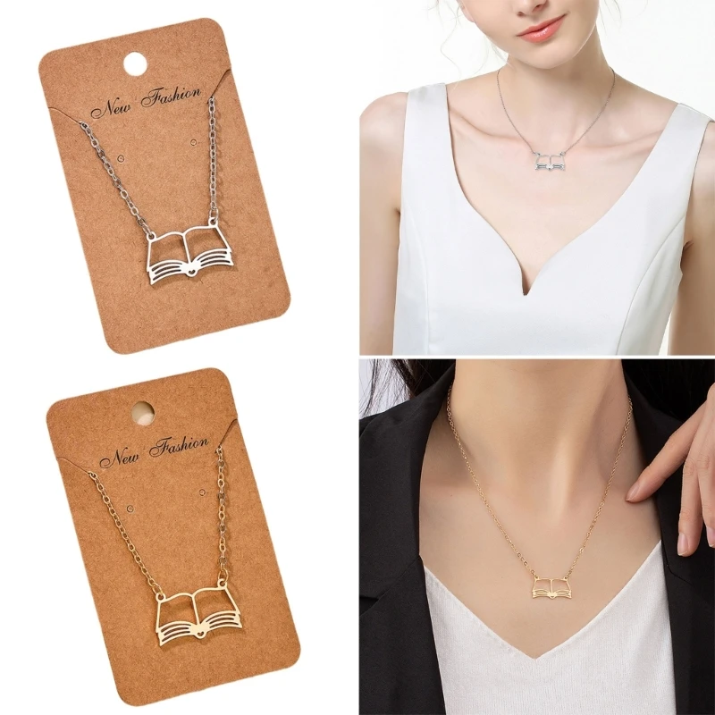 Graduation Season Necklace with Hollow Book Pendant Unique and Stylish Choker Clavicle Chain Symbolic and Meaningful