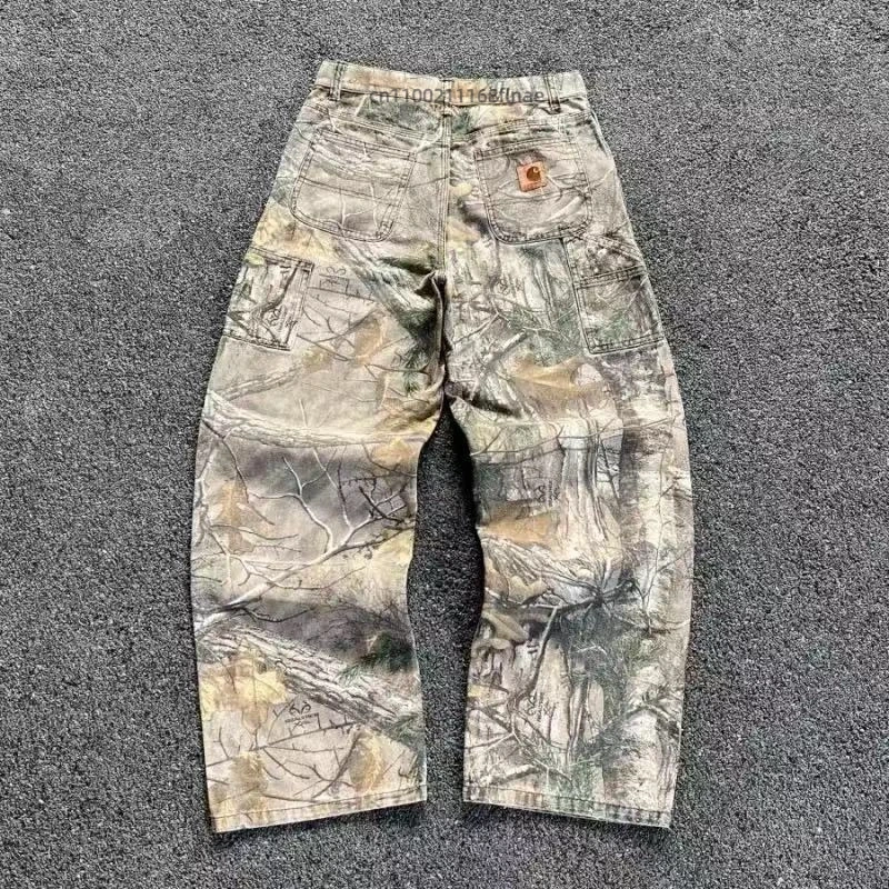 Vendita calda Abbigliamento da ballo di strada 2024 Estate Nuovo Retro Casual Versatile Ramo di un albero Camouflage Hip-Hop Pantaloni da ballo di strada
