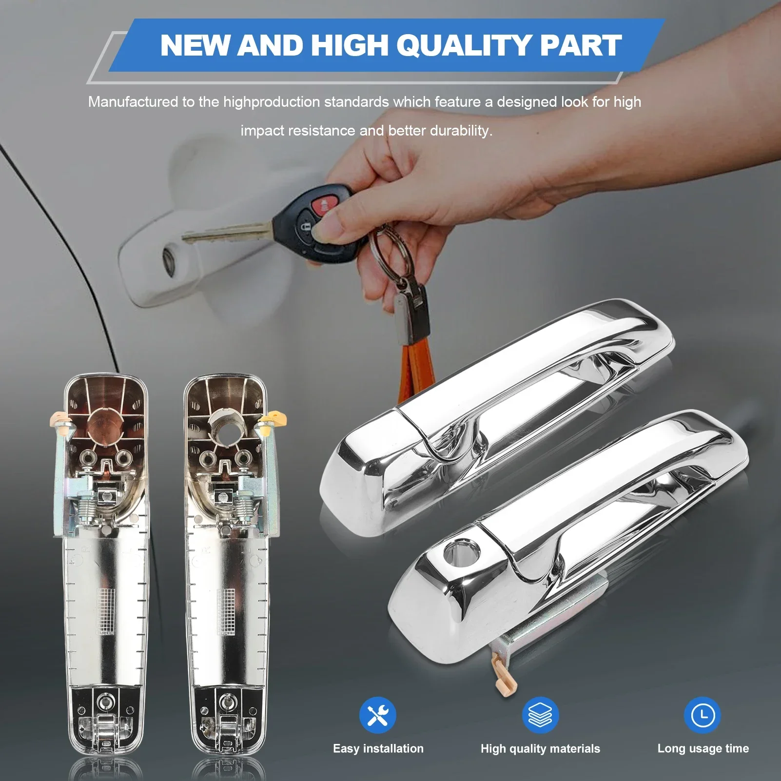 

4PCS Chrome Exterior Door Handle with Key Hole For 2011-2018 Dodge Ram 1500 2500 3500 Front+Rear Side